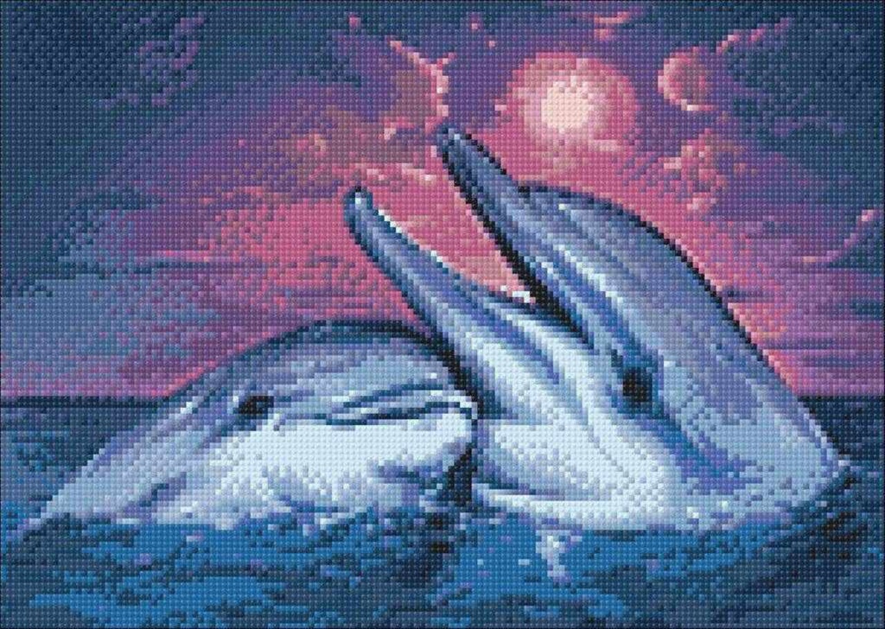 Dolphins WD223 14.9 x 10.6 inches Wizardi Diamond Painting Kit